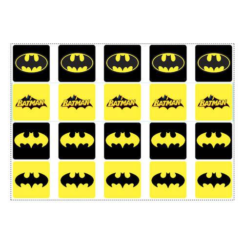 20 Adesivos Batman Geek para Lembrancinha Quadrado 4,7cm