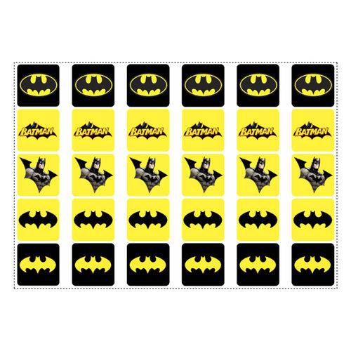 30 Adesivos Batman Geek para Lembrancinha Quadrado 3,7cm