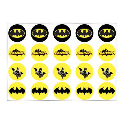 20 Adesivos Batman Geek para Lembrancinha Redondo 4,7cm