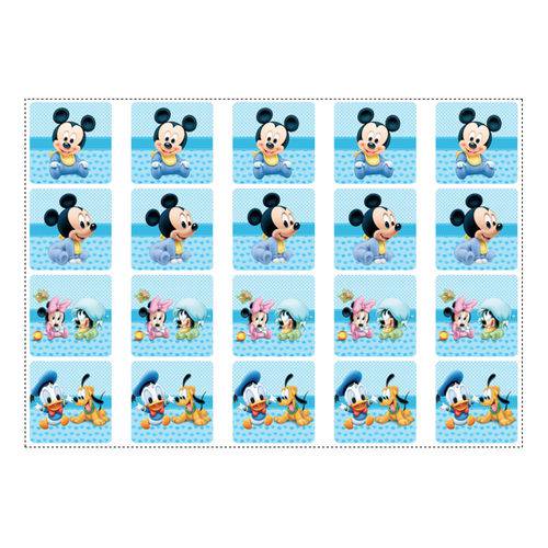20 Adesivos Mickey Baby para Lembrancinha Quadrado 4,7cm