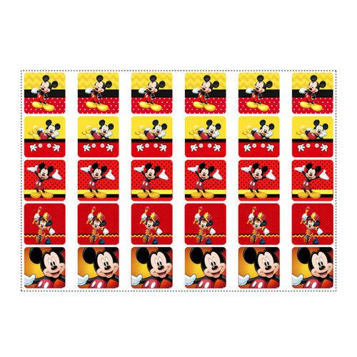 30 Adesivos Mickey para Lembrancinha Quadrado 3,7cm