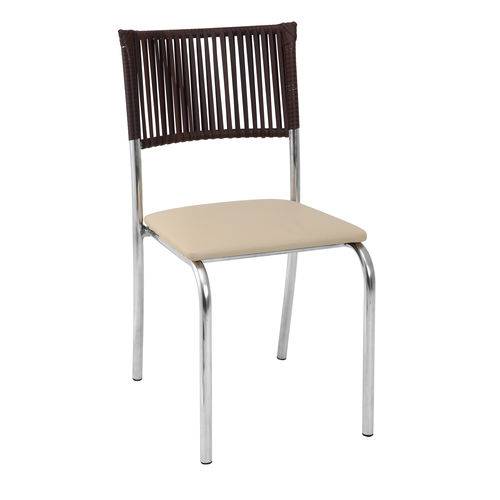02 Cadeiras de Cozinha em Alumínio - C128-2.0002 - Bege com Fibra Tabaco - Alegro