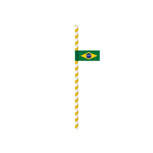 20 Canudo de Papel C/Bandeirola Brasil 20Cm