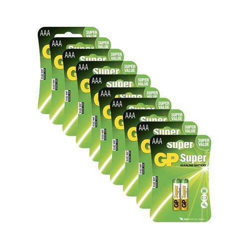20 Pilhas Gp Batteries Super Alcalinas Aaa 1.5v - 24a-c2x10