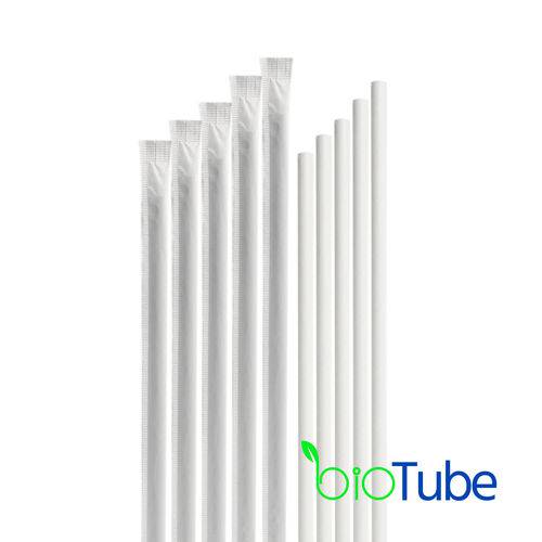 3000 Canudo de Papel Branco Individualmente Hermeticamente Embalados Biotube Biodegradável Reciclável