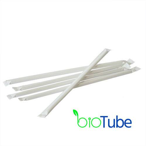 2000 Canudo de Papel Branco Individualmente Hermeticamente Embalados Biotube Biodegradável Reciclável