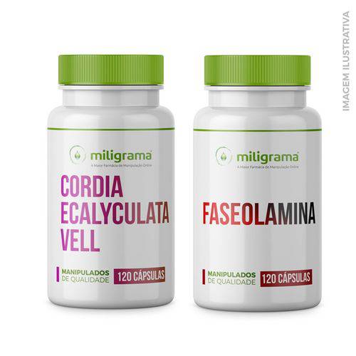 1 Frasco de Cordia Ecalyculata Vell 300mg + 1 Frasco de Faseolamina 500mg - 120 Cápsulas