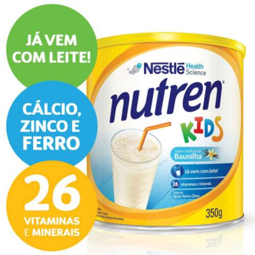 12 Latas Nutren Kids Baunilha Suplemento Alimentar Lata 350g