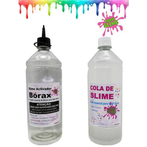 1 Litro Bórax Slime + 1 Litro Cola Transparente P/ Slime