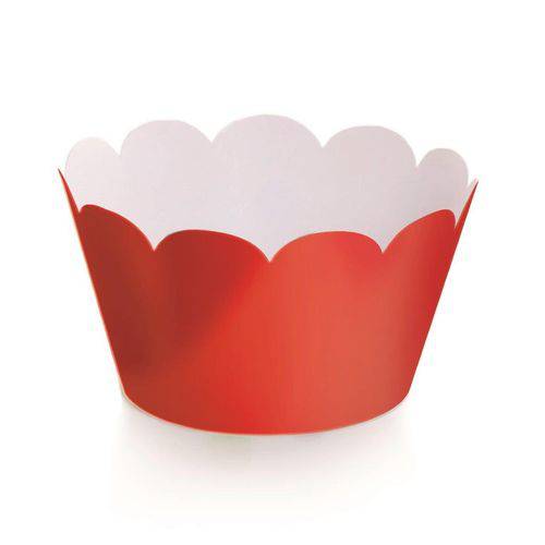 12 Mini Wraps para Cupcake Liso Vermelho Decoração Festas