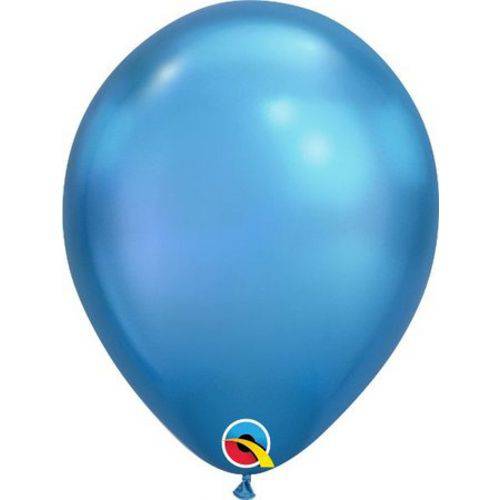 1 Pacote - Balão Chrome - Látex - Azul - 11 Pol. - 5 Uni. Qualatex