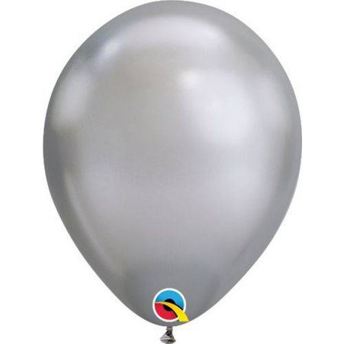 1 Pacote - Balão Chrome - Látex - Prata - 11 Pol. - 5 Uni. Qualatex