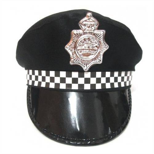 12 Quepe Boina Policial Preto Fantasia Festa Cosplay Chapéu de Polícia Divertido