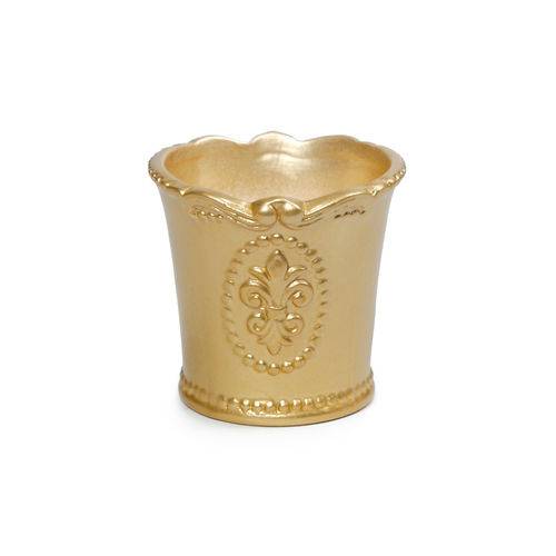12 Vasos de Ceramica Decorativo Pp 7,7x7,4cm Dourado