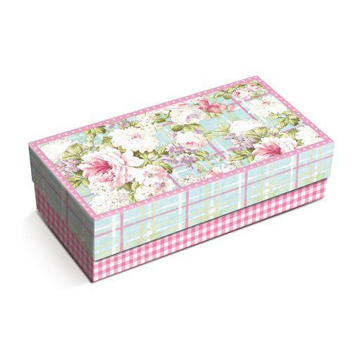 10 Caixas Box Organizadora Floral Azul Rosa G Festa
