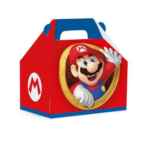 10 Caixas Maleta Kids Super Mario 12X8X12Cm Dec. Festas