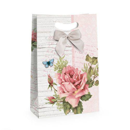 10 Caixas para Presente Floral Branco M Festa