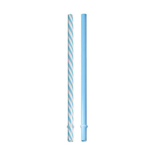 10 Canudos Plastico 19cm Azul Bebe/branco Dec. Festas