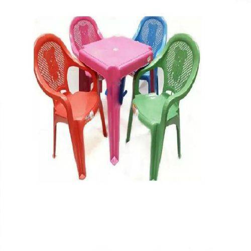 10 Conj. Mesa Rosa 4 Cadeiras Infantil Colorida Antares