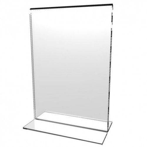 10 Display ou Porta Folha em Formato de T Invertido em Acrílico Transparente 10 X 15 Cm Vertical