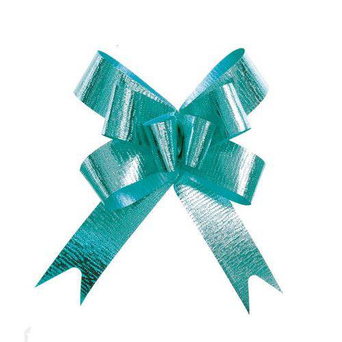 10 Laços Decorativo Cintilante Pascoa 12Mm Liso Azul Tiffany