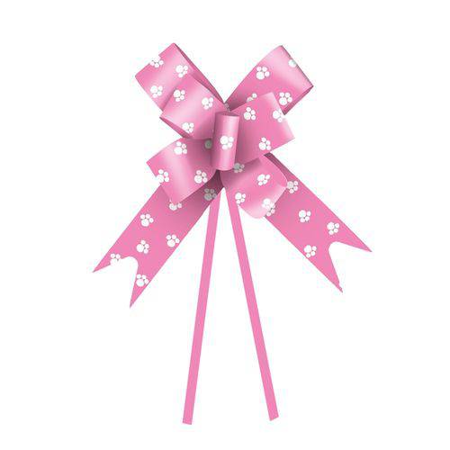 10 Laços Decorativo Patinhas Pascoa 18Mm Rosa Pink e Branco