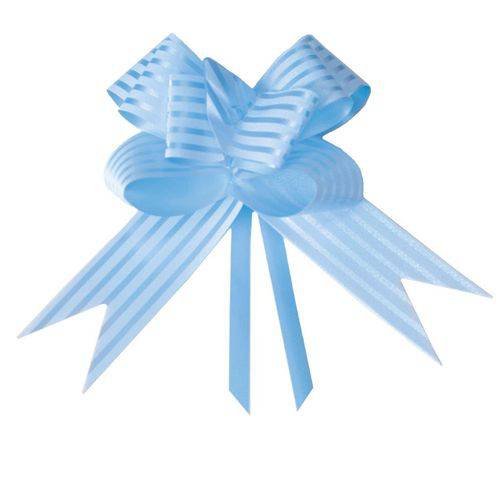 10 Laços Gravata Embalagem Presente Fita 12mm Listras Azul