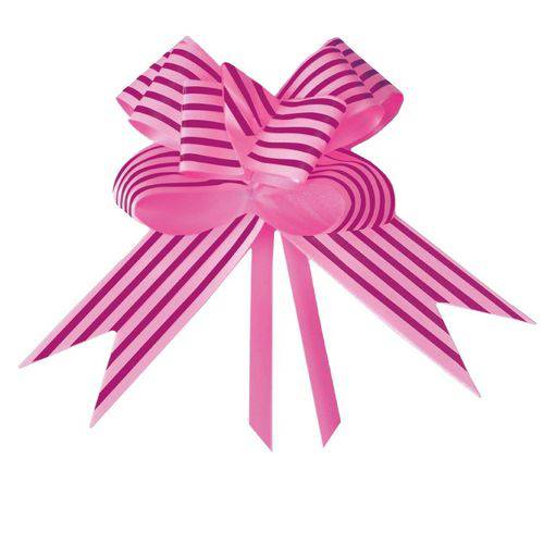 10 Laços Gravata Embalagem Presente Fita 12mm Listras Pink