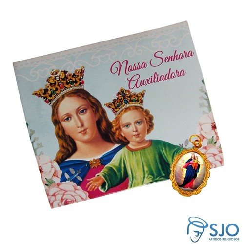 50 Cartões com Medalha de Nossa Senhora Auxiliadora | SJO Artigos Religiosos