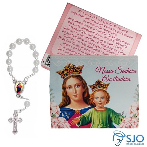 50 Cartões com Mini Terço de Nossa Senhora Auxiliadora | SJO Artigos Religiosos