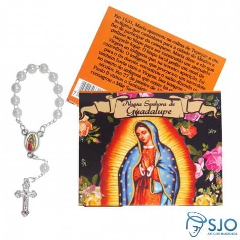 100 Cartões com Mini Terço de Nossa Senhora de Guadalupe | SJO Artigos Religiosos