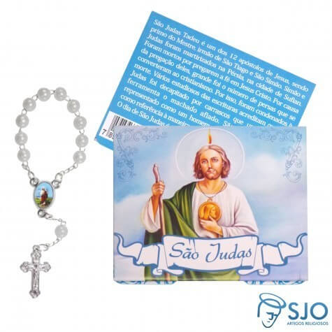100 Cartões com Mini Terço de São Judas Tadeu | SJO Artigos Religiosos