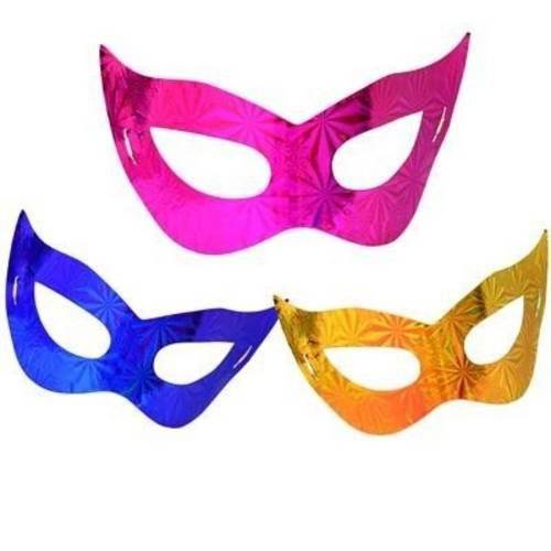 100 Máscaras Holográficas Coloridas Gatinha Adereços Divertidos Pra Festa Atacado