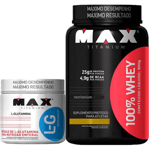 100% Whey 900g + Glutamina 300g Max Titanium