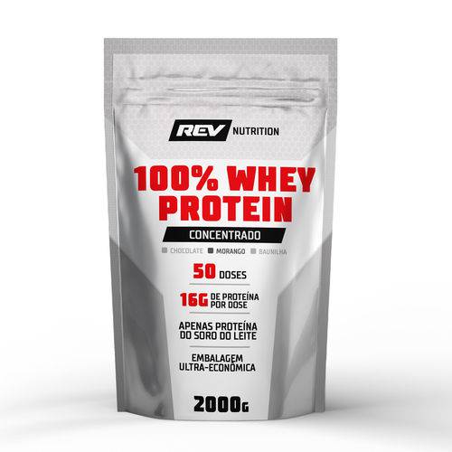 100% Whey Protein - 2000g - Rev Nutrition Morango