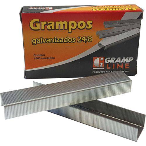 Grampo para Grampeador 24/8 Galvanizado 1000 Grampos Gramp Line Caixa