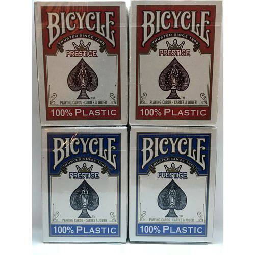 4 Baralhos Bicycle Prestige Rider Plástico (2 Pares) - Texas Holdem