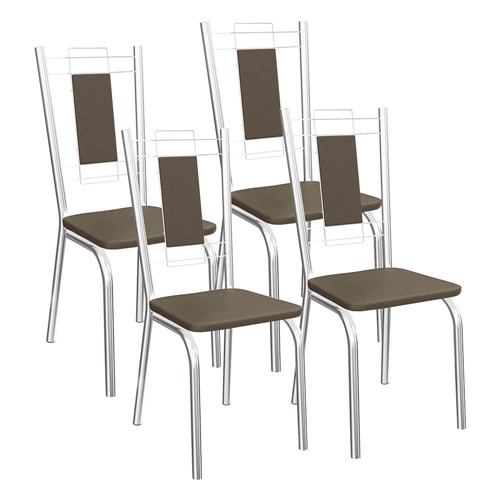 4 Cadeiras Cromadas Florença 4C005 - Kappesberg - Marrom