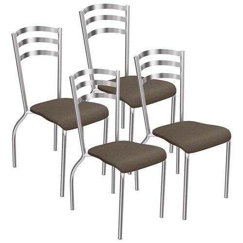 4 Cadeiras Cromadas Portugal 4C007CR - Kappesberg Kit 4 Cadeiras Portugal 4c007cr Kappesberg Marrom