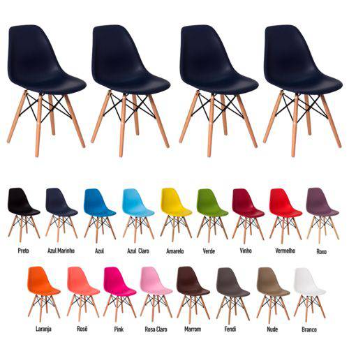 4 Cadeiras Eiffel Eames Dsw Várias Cores - (azul Marinho)