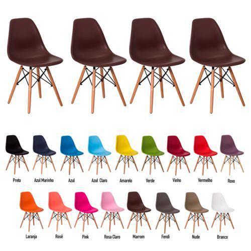 4 Cadeiras Eiffel Eames Dsw Várias Cores - (marrom)