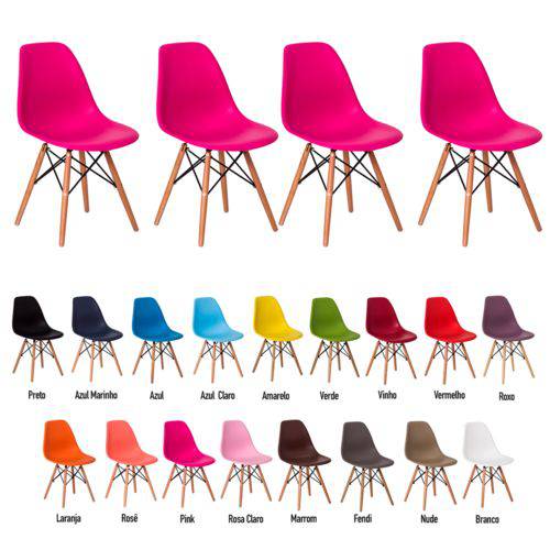 4 Cadeiras Eiffel Eames Dsw Várias Cores - (pink)