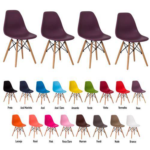 4 Cadeiras Eiffel Eames Dsw Várias Cores - (roxa)