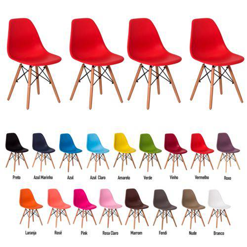 4 Cadeiras Eiffel Eames Dsw Várias Cores - (vermelha)