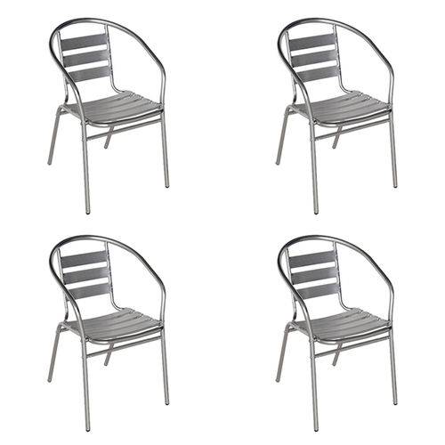 4 Cadeiras Poltrona em Alumínio para Jardim Áreas Externas - Mor