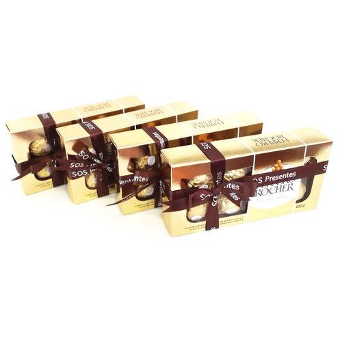 4 Caixas de Bombons Ferrero Rocher 100 Gr para Presente