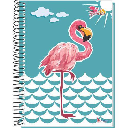 4 X Cadernos 1 Matéria Capa Dura 2019 Fantasia Flamingo 96 Folhas