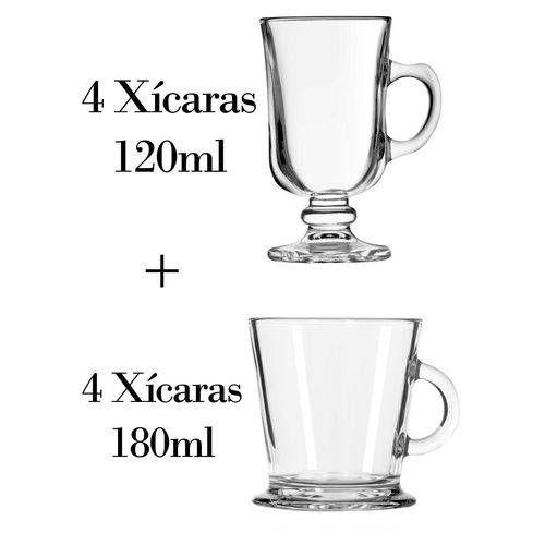 4 Xícaras 120ml + 4 180ml - Caneca Nespresso