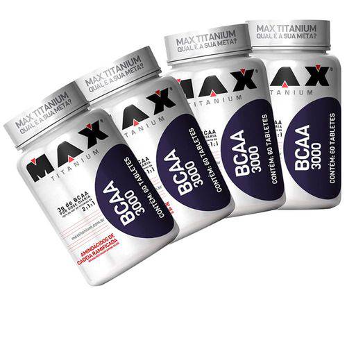 4x Bcaa 3000 - Max Titanium - 60 Tabletes - Aminoácido