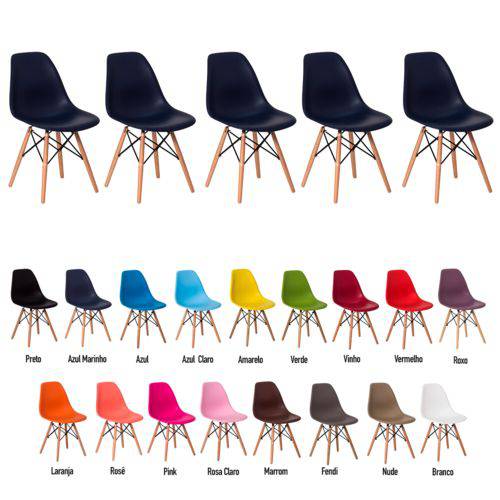 5 Cadeiras Eiffel Eames Dsw Várias Cores - (azul Marinho)